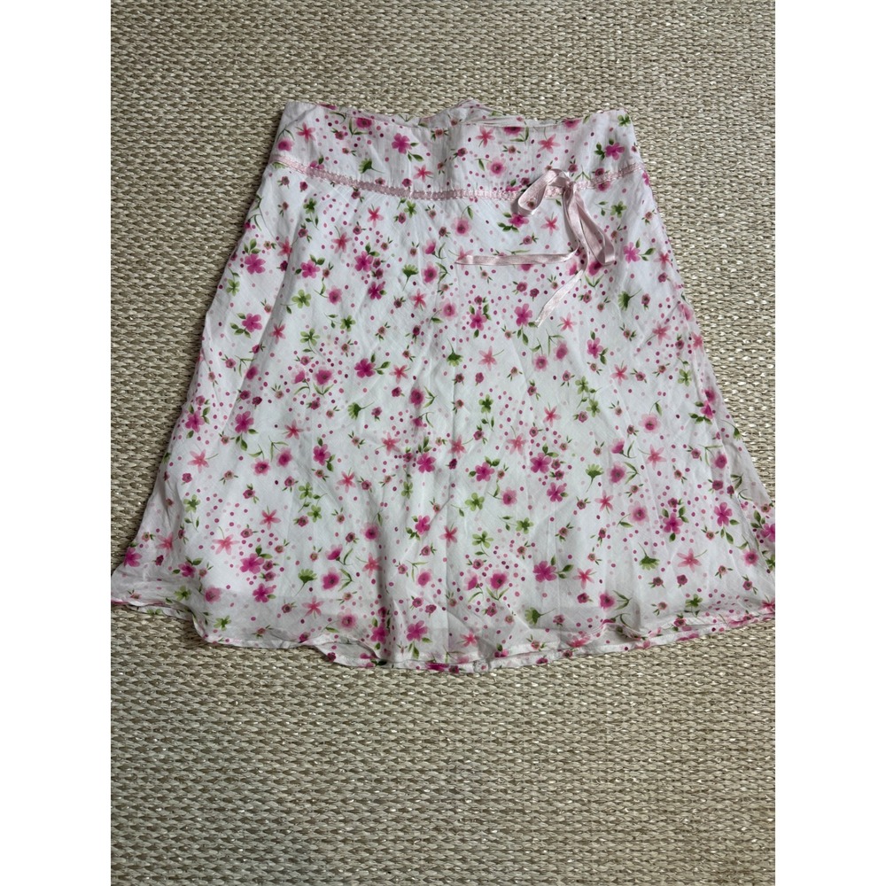 Rue21 Pink Floral Polka Cotton Skirt Y2K vintage cottagecore twee coquette m